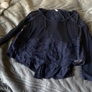 Free People navy blue long sleeve shirt